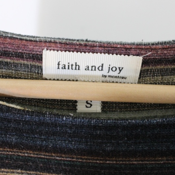MONTEAU Faith and Joy Multi-colour Rainbow Stripe Knit Top Shirt Small S - Picture 4 of 9